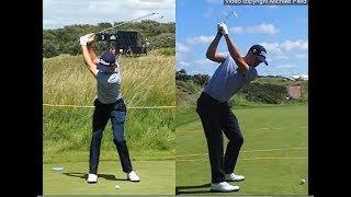 Justin Thomas golf swing  Long Iron faceon amp downtheline July 2017 [upl. by Brendan382]