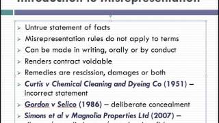 Misrepresentation Lecture 1 of 4 [upl. by Ahsineg]